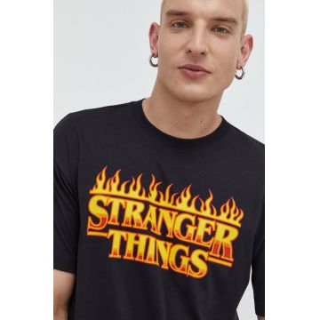 Champion tricou din bumbac Xstranger Things culoarea negru, cu imprimeu