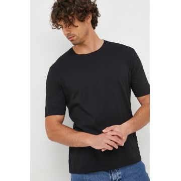 Sisley tricou barbati, culoarea negru, neted