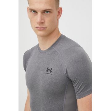 Under Armour tricou de antrenament culoarea gri, neted 1361518-410