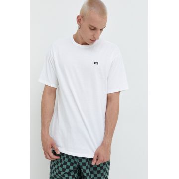 Vans tricou din bumbac culoarea alb, uni VN0A49R7WHT1-WHITE