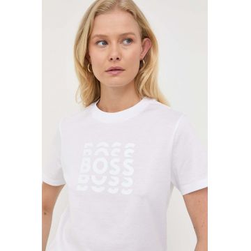 BOSS tricou din bumbac culoarea alb