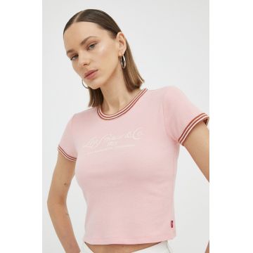 Levi's tricou din bumbac culoarea roz