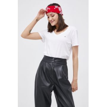 Tommy Jeans tricou din bumbac culoarea alb DW0DW11458