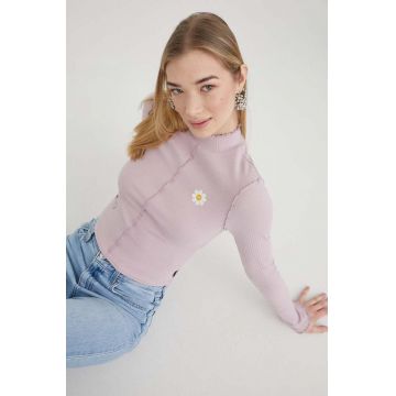 Vans longsleeve femei, culoarea roz, cu turtleneck