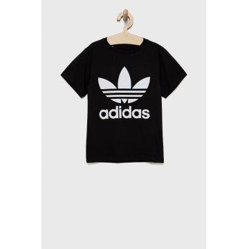 adidas Originals tricou de bumbac pentru copii H25245 culoarea negru, cu imprimeu