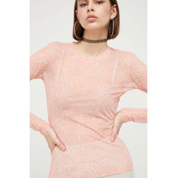 HUGO longsleeve femei, culoarea portocaliu