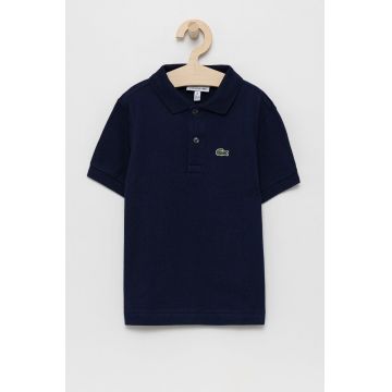 Lacoste tricouri polo din bumbac pentru copii culoarea albastru marin, neted