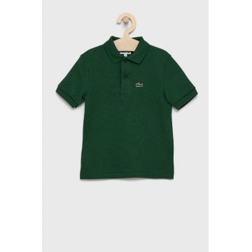 Lacoste tricouri polo din bumbac pentru copii culoarea verde, neted