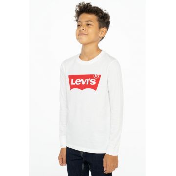 Levi's Longsleeve copii culoarea alb, cu imprimeu