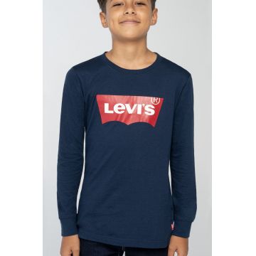 Levi's Longsleeve copii culoarea albastru marin, cu imprimeu