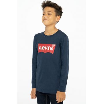 Levi's Longsleeve copii culoarea albastru marin, cu imprimeu