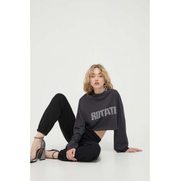 Rotate longsleeve din bumbac culoarea gri