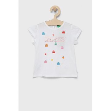 United Colors of Benetton tricou de bumbac pentru copii culoarea alb