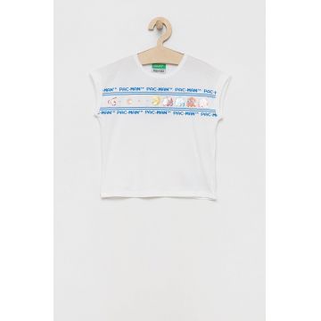 United Colors of Benetton tricou de bumbac pentru copii culoarea alb