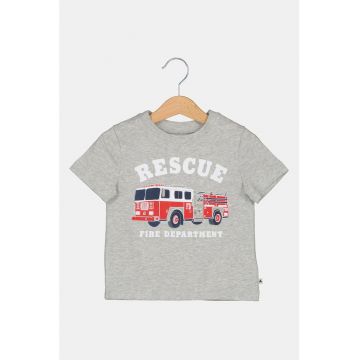 Tricou cu decolteu la baza gatului si imprimeu grafic