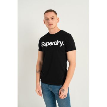 Tricou cu decolteu la baza gatului si logo supradimensionat