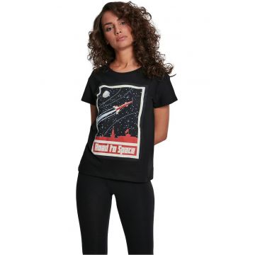 Tricou unisex cu decolteu la baza gatului si imprimeu