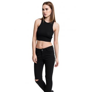 Top crop racerback cu aspect striat