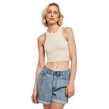 Top crop racerback cu aspect striat