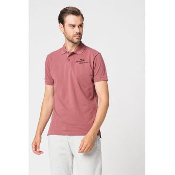 Tricou polo din pique cu logo brodat