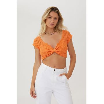 Tricou crop din tricot