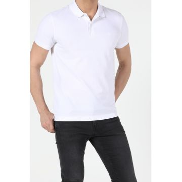 Tricou polo de bumbac cu model uni