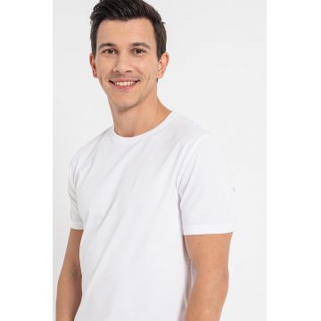 Tricou slim fit cu logo brodat