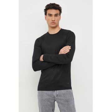 Emporio Armani longsleeve barbati, culoarea negru, neted