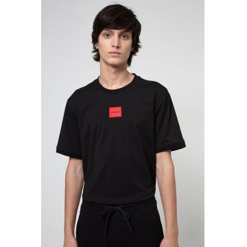 HUGO tricou din bumbac barbati, culoarea negru, cu imprimeu, 50447978