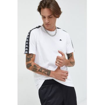 Kappa tricou din bumbac culoarea alb, cu imprimeu