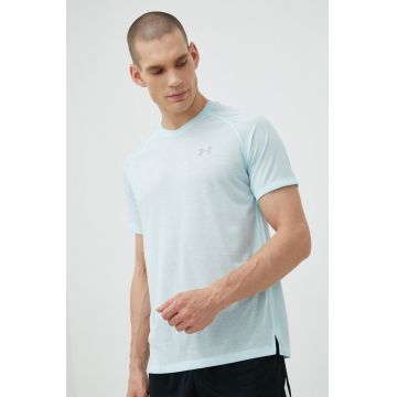 Under Armour tricou de alergare culoarea albastru marin, neted