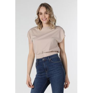 Tricou crop cu terminatie elastica