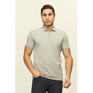 Tricou polo de bumbac cu broderie pe piept