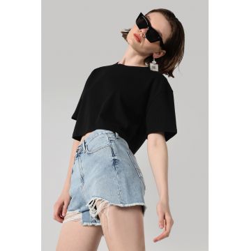 Tricou crop cu maneci cazute