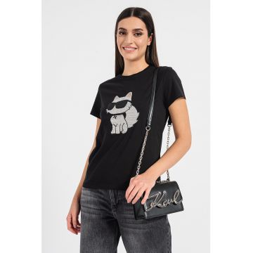 Tricou de bumbac organic decorat cu strasuri