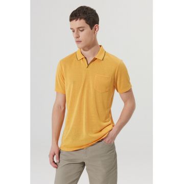 Tricou polo slim fit cu buzunar pe piept