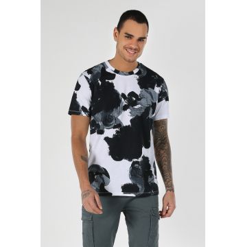 Tricou de bumbac cu imprimeu abstract