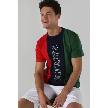 Tricou de bumbac cu model colorblock