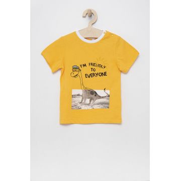 Birba&Trybeyond tricou de bumbac pentru copii culoarea galben, cu imprimeu