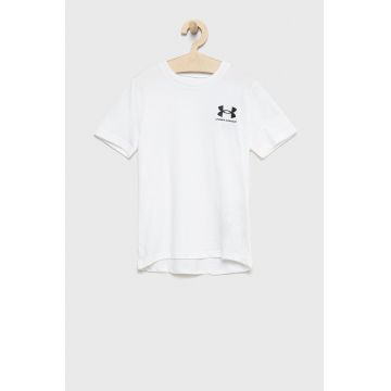 Under Armour tricou copii culoarea alb, neted