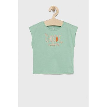 United Colors of Benetton top din bumbac pentru copii culoarea verde