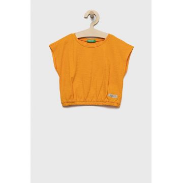 United Colors of Benetton tricou de bumbac pentru copii culoarea portocaliu