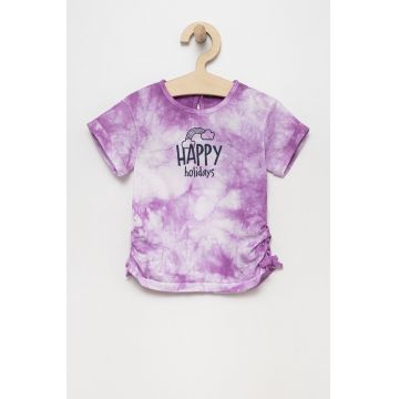 United Colors of Benetton tricou de bumbac pentru copii culoarea violet