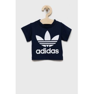 adidas Originals tricou de bumbac pentru copii culoarea albastru marin, cu imprimeu