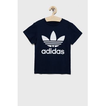 adidas Originals tricou de bumbac pentru copii culoarea albastru marin, cu imprimeu