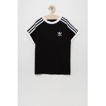 adidas Originals tricou de bumbac pentru copii culoarea negru, cu imprimeu