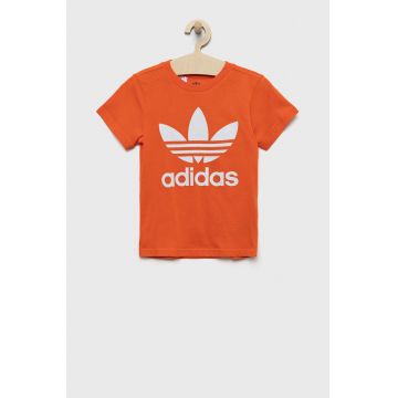 adidas Originals tricou de bumbac pentru copii culoarea portocaliu, cu imprimeu