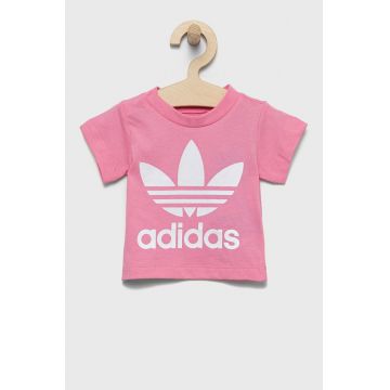 adidas Originals tricou de bumbac pentru copii culoarea roz