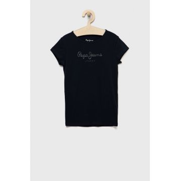 Pepe Jeans tricou copii culoarea albastru marin