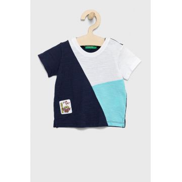 United Colors of Benetton tricou de bumbac pentru copii culoarea albastru marin, cu imprimeu